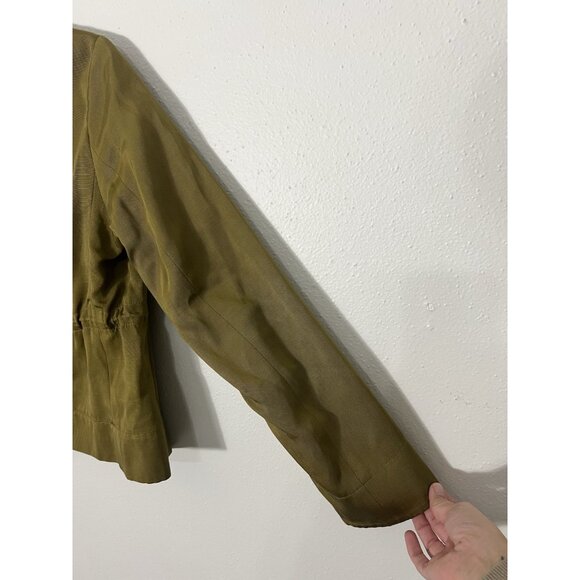 Akris Punto Blazer Womens Size 4 Open Front Tailored Waist Green Office Cropped - Picture 12 of 16